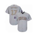 Women's Majestic Chicago Cubs #17 Kris Bryant Authentic Gray 2017 Gold Champion MLB Jersey