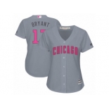 Women's Majestic Chicago Cubs #17 Kris Bryant Authentic Grey Mother's Day Cool Base MLB Jersey