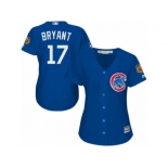 Women's Majestic Chicago Cubs #17 Kris Bryant Authentic Royal Blue 2017 Spring Training Cool Base MLB Jersey