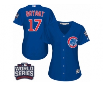 Women's Majestic Chicago Cubs #17 Kris Bryant Authentic Royal Blue Alternate 2016 World Series Bound Cool Base MLB Jersey