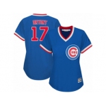 Women's Majestic Chicago Cubs #17 Kris Bryant Authentic Royal Blue Cooperstown MLB Jersey