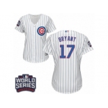 Women's Majestic Chicago Cubs #17 Kris Bryant Authentic White Home 2016 World Series Bound Cool Base MLB Jersey