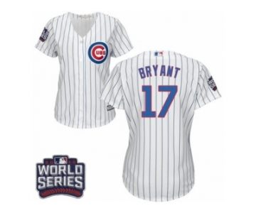 Women's Majestic Chicago Cubs #17 Kris Bryant Authentic White Home 2016 World Series Bound Cool Base MLB Jersey