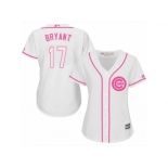 Women's Majestic Chicago Cubs #17 Kris Bryant Replica White Fashion MLB Jersey