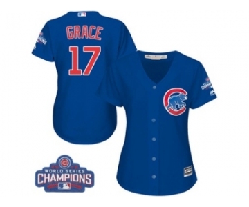 Women's Majestic Chicago Cubs #17 Mark Grace Authentic Royal Blue Alternate 2016 World Series Champions Cool Base MLB Jersey