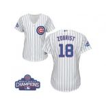 Women's Majestic Chicago Cubs #18 Ben Zobrist Authentic White Home 2016 World Series Champions Cool Base MLB Jersey