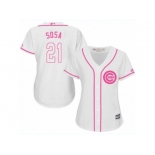 Women's Majestic Chicago Cubs #21 Sammy Sosa Authentic White Fashion MLB Jersey