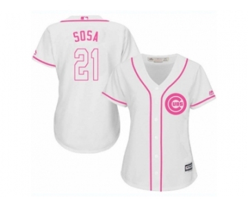 Women's Majestic Chicago Cubs #21 Sammy Sosa Authentic White Fashion MLB Jersey