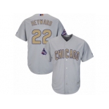 Women's Majestic Chicago Cubs #22 Jason Heyward Authentic Gray 2017 Gold Champion MLB Jersey