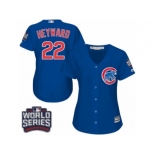 Women's Majestic Chicago Cubs #22 Jason Heyward Authentic Royal Blue Alternate 2016 World Series Bound Cool Base MLB Jersey