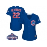 Women's Majestic Chicago Cubs #22 Jason Heyward Authentic Royal Blue Alternate 2016 World Series Champions Cool Base MLB Jersey