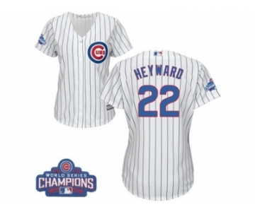 Women's Majestic Chicago Cubs #22 Jason Heyward Authentic White Home 2016 World Series Champions Cool Base MLB Jersey