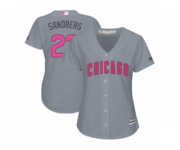 Women's Majestic Chicago Cubs #23 Ryne Sandberg Authentic Grey Mother's Day Cool Base MLB Jersey