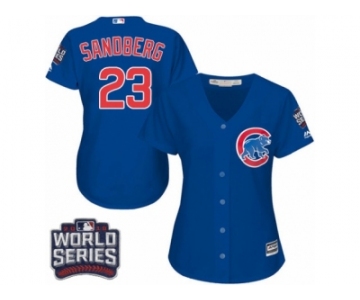 Women's Majestic Chicago Cubs #23 Ryne Sandberg Authentic Royal Blue Alternate 2016 World Series Bound Cool Base MLB Jersey