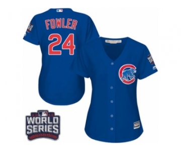 Women's Majestic Chicago Cubs #24 Dexter Fowler Authentic Royal Blue Alternate 2016 World Series Bound Cool Base MLB Jersey