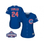 Women's Majestic Chicago Cubs #24 Dexter Fowler Authentic Royal Blue Alternate 2016 World Series Champions Cool Base MLB Jersey