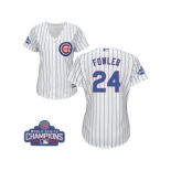 Women's Majestic Chicago Cubs #24 Dexter Fowler Authentic White Home 2016 World Series Champions Cool Base MLB Jersey