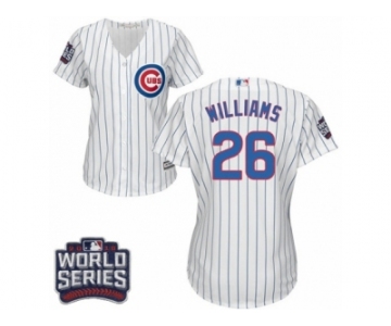 Women's Majestic Chicago Cubs #26 Billy Williams Authentic White Home 2016 World Series Bound Cool Base MLB Jersey