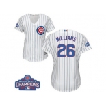 Women's Majestic Chicago Cubs #26 Billy Williams Authentic White Home 2016 World Series Champions Cool Base MLB Jersey