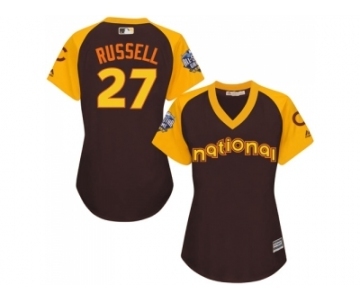 Women's Majestic Chicago Cubs #27 Addison Russell Authentic Brown 2016 All-Star National League BP Cool Base MLB Jersey