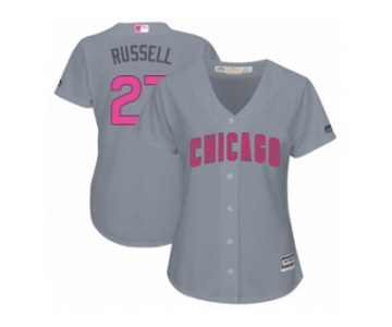 Women's Majestic Chicago Cubs #27 Addison Russell Authentic Grey Mother's Day Cool Base MLB Jersey