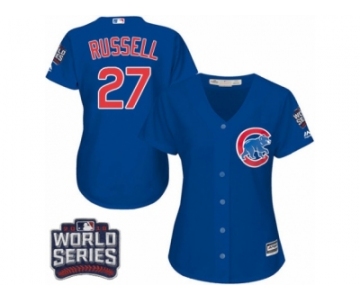 Women's Majestic Chicago Cubs #27 Addison Russell Authentic Royal Blue Alternate 2016 World Series Bound Cool Base MLB Jersey