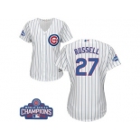 Women's Majestic Chicago Cubs #27 Addison Russell Authentic White Home 2016 World Series Champions Cool Base MLB Jersey