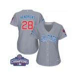 Women's Majestic Chicago Cubs #28 Kyle Hendricks Authentic Grey Road 2016 World Series Champions Cool Base MLB Jersey