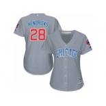 Women's Majestic Chicago Cubs #28 Kyle Hendricks Authentic Grey Road MLB Jersey