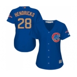 Women's Majestic Chicago Cubs #28 Kyle Hendricks Authentic Royal Blue 2017 Gold Champion MLB Jersey