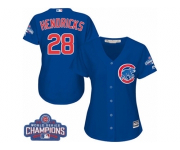 Women's Majestic Chicago Cubs #28 Kyle Hendricks Authentic Royal Blue Alternate 2016 World Series Champions Cool Base MLB Jersey