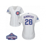 Women's Majestic Chicago Cubs #28 Kyle Hendricks Authentic White Home 2016 World Series Champions Cool Base MLB Jersey