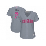 Women's Majestic Chicago Cubs #3 David Ross Authentic Grey Mother's Day Cool Base MLB Jersey