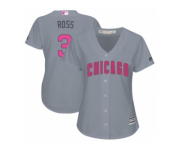 Women's Majestic Chicago Cubs #3 David Ross Authentic Grey Mother's Day Cool Base MLB Jersey