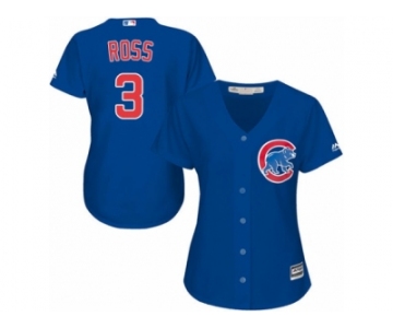 Women's Majestic Chicago Cubs #3 David Ross Authentic Royal Blue Alternate MLB Jersey