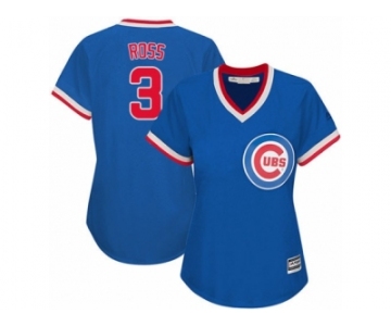 Women's Majestic Chicago Cubs #3 David Ross Authentic Royal Blue Cooperstown MLB Jersey