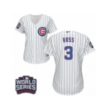 Women's Majestic Chicago Cubs #3 David Ross Authentic White Home 2016 World Series Bound Cool Base MLB Jersey