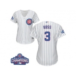 Women's Majestic Chicago Cubs #3 David Ross Authentic White Home 2016 World Series Champions Cool Base MLB Jersey