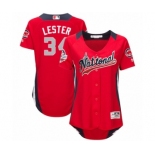 Women's Majestic Chicago Cubs #34 Jon Lester Game Red National League 2018 MLB All-Star MLB Jersey