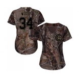 Women's Majestic Chicago Cubs #34 Kerry Wood Authentic Camo Realtree Collection Flex Base MLB Jersey