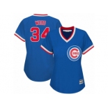 Women's Majestic Chicago Cubs #34 Kerry Wood Authentic Royal Blue Cooperstown MLB Jersey