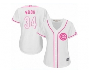 Women's Majestic Chicago Cubs #34 Kerry Wood Authentic White Fashion MLB Jersey