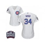 Women's Majestic Chicago Cubs #34 Kerry Wood Authentic White Home 2016 World Series Bound Cool Base MLB Jersey