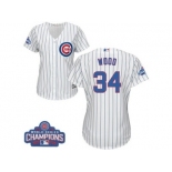 Women's Majestic Chicago Cubs #34 Kerry Wood Authentic White Home 2016 World Series Champions Cool Base MLB Jersey