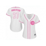 Women's Majestic Chicago Cubs #37 Brett Anderson Authentic White Fashion MLB Jersey