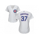 Women's Majestic Chicago Cubs #37 Brett Anderson Authentic White Home Cool Base MLB Jersey