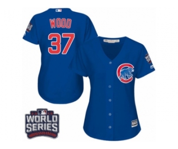 Women's Majestic Chicago Cubs #37 Travis Wood Authentic Royal Blue Alternate 2016 World Series Bound Cool Base MLB Jersey