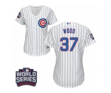 Women's Majestic Chicago Cubs #37 Travis Wood Authentic White Home 2016 World Series Bound Cool Base MLB Jersey