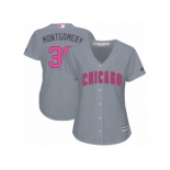 Women's Majestic Chicago Cubs #38 Mike Montgomery Authentic Grey Mother's Day Cool Base MLB Jersey