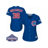 Women's Majestic Chicago Cubs #38 Mike Montgomery Authentic Royal Blue Alternate 2016 World Series Champions Cool Base MLB Jersey